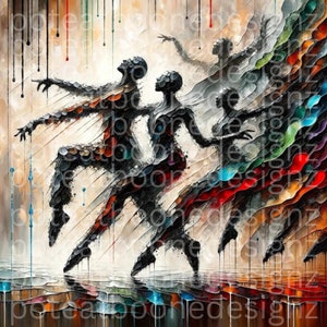 Modern Dance Digital Art Printable | Vibrant Multi-Color Splash| Dancers Wall Art | Home Decor| Sublimation| 1 PNG | 3696 x 3696px
