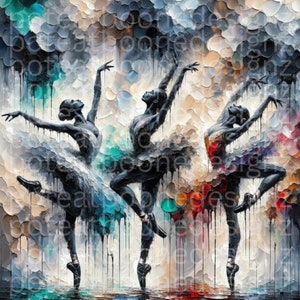 Modern Ballet Digital Art Printable | Vibrant Multi-Color Splash| Women Dancers Wall Art | Home Decor| Sublimation| 1 PNG | 2500 x 2500