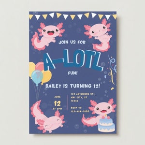 Invitación personalizable de Axolotl