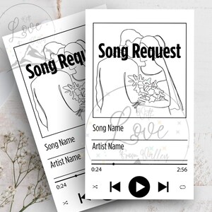 Druckbare Spotify-inspirierte Hochzeits-Song-Wunsch-Karten 2x3.5inches *KOMMEN OHNE WASSERZEICHEN*