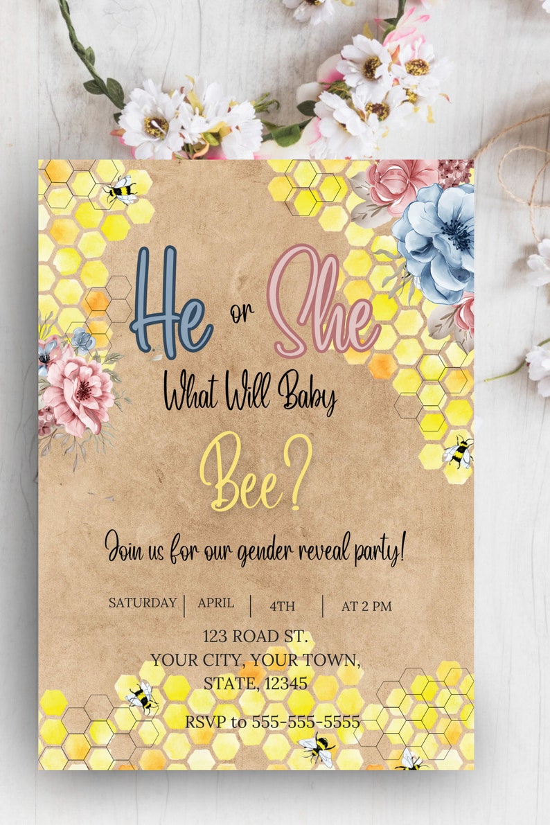 INVITE ONLY What Will Baby Bee Gender Reveal Invitation Template - Etsy