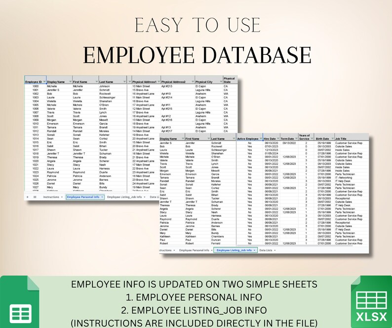 Employee Information Database, Employee Info Tracking, Employee Roster ...