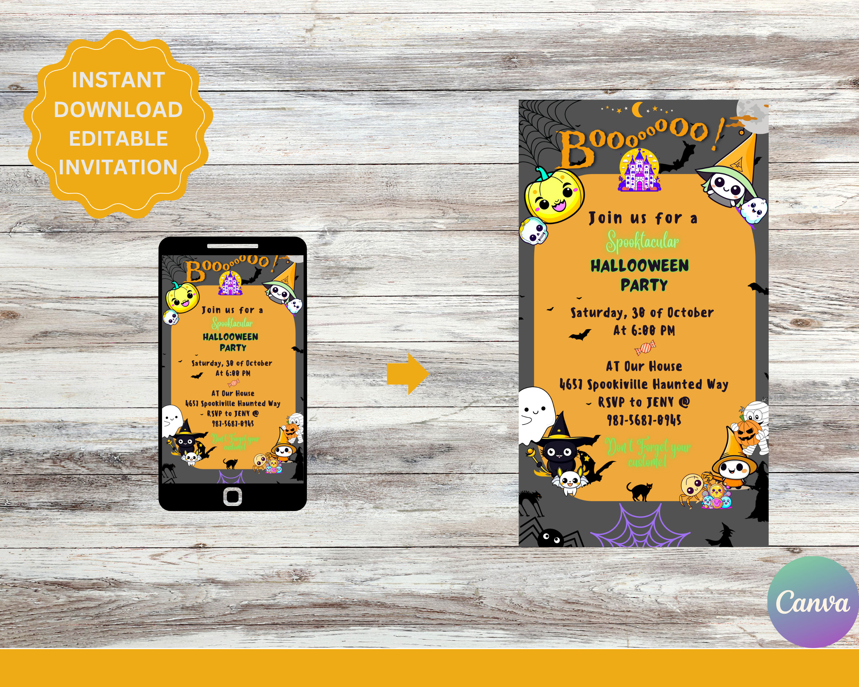 Editable Halloween Template Invitation digital Etsy Editable Halloween Template Invitation digital Etsy