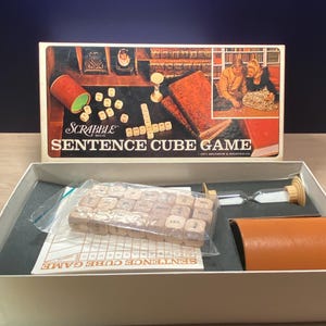 Vintage 1971 Scrabble Sentence Cube Game: Complete Mid-Century Word Game