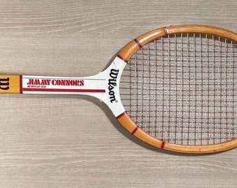 Vintage Wilson Tennis Racquet Jimmy Conners American Star Sports Collectible Memorabilia Made in U.S.A.