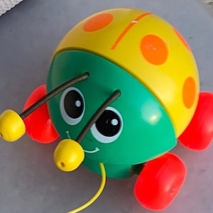 Fisher Price Pull Toy. LadyBug Pull Toy. 80s Vintage Fisher Price Pull Toy #695