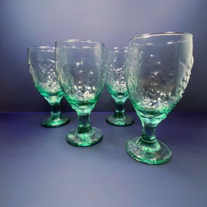 Vintage Libbey Orchard Fruit Green Goblets - Set of 4