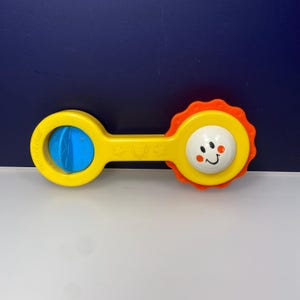 Vintage Fisher-Price Sunny Baby Rattle #1301, 1985, Very Good Toy Made in USA