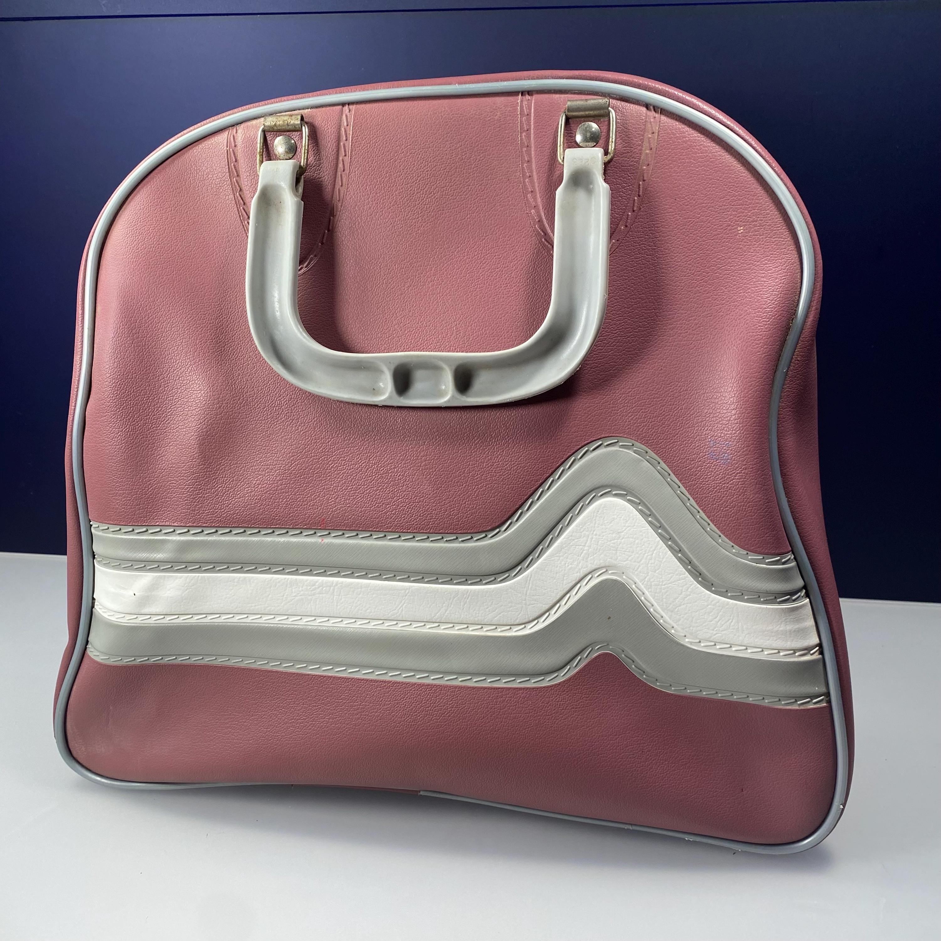 Vintage Brunswick Bowling Bag: Mauve Pleather With Heartbeat