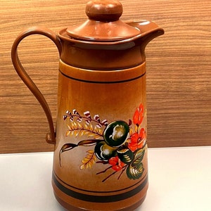 Vintage Carafe Thermos Interpur Retro Floral Insulated Carafe Vintage Kitchen Decor.