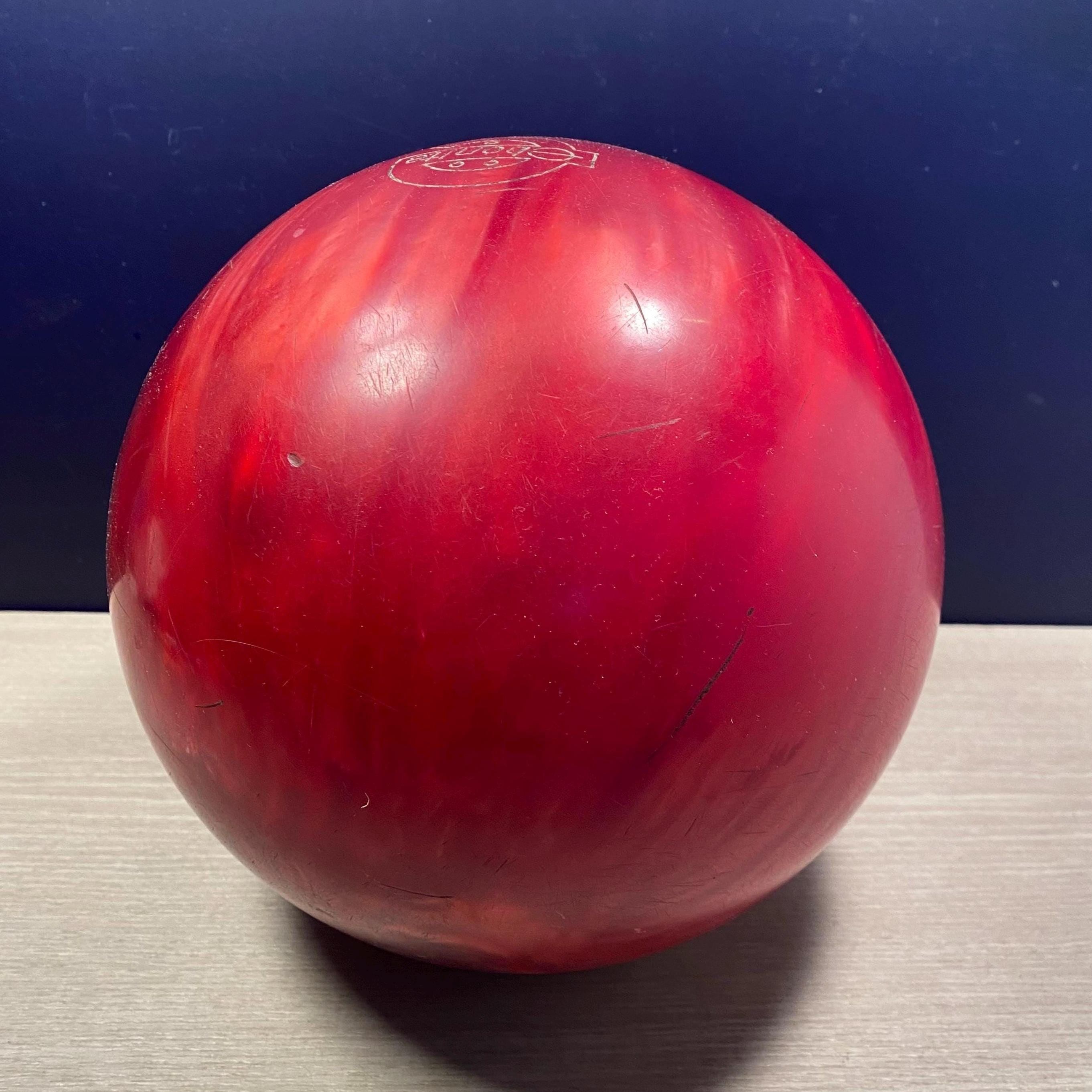 Vintage Ebonite Bowling Ball | Red Marble Swirl, Man Cave Decor