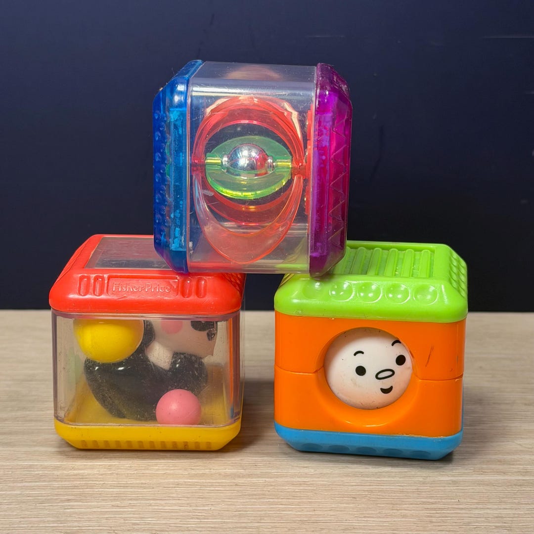 Vintage Fisher-price Activity Blocks | Set of 3 Sensory Peek-a-boo ...