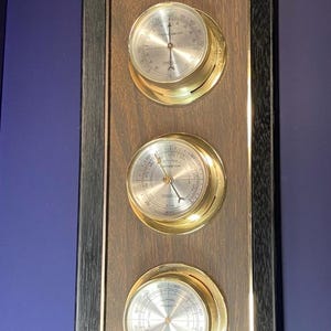 Vintage Springfield Weather Station, Faux Wood, Thermo, Humidity, Barometer | Retro Wall Decor | Made in USA | Collectible Home Accent