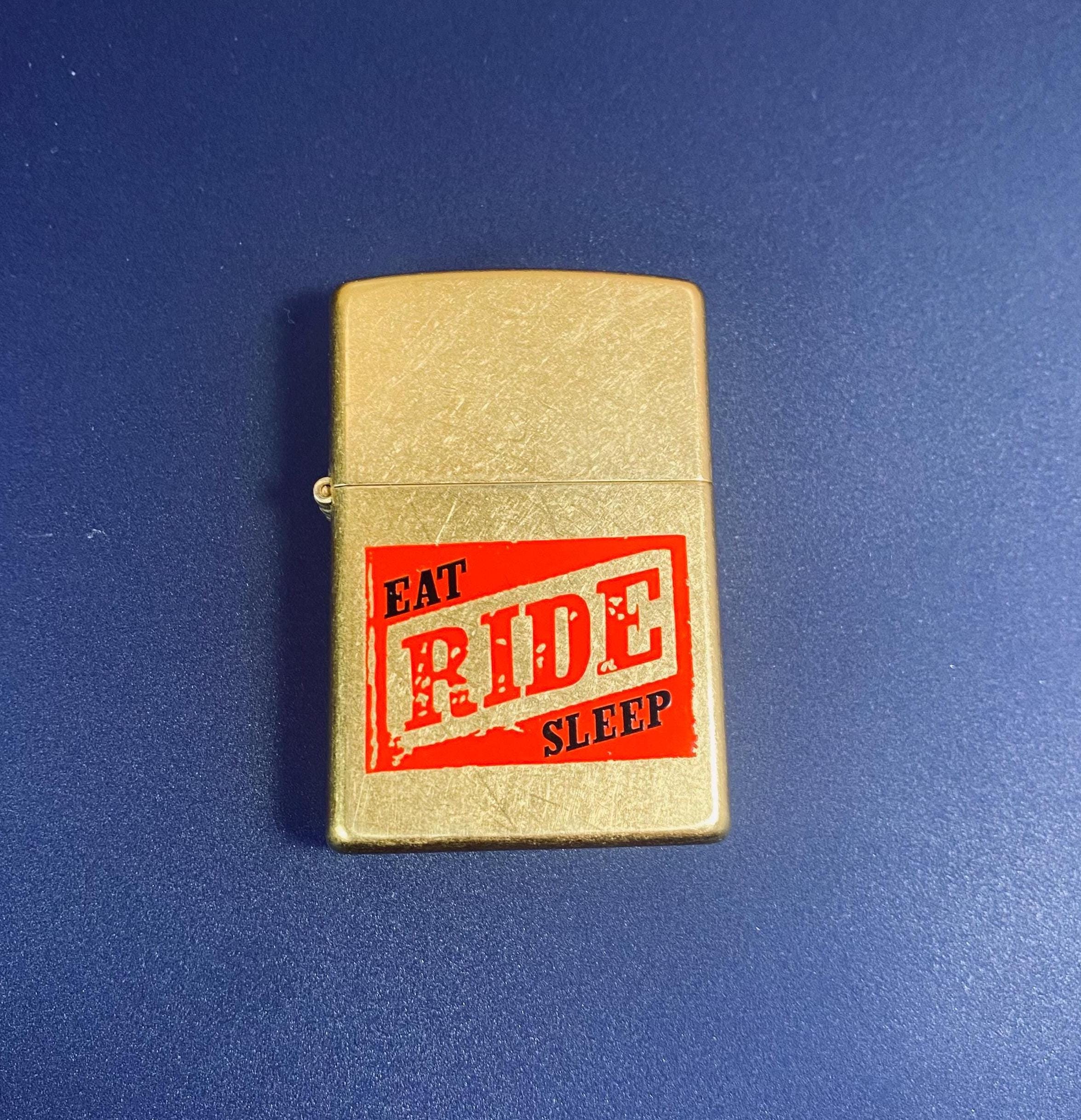 Vintage Zippo Lighter Original 2000s Brass Lighter Eat Ride Sleep
