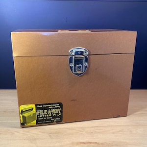 Archivador metálico Excelsior vintage de estilo industrial para documentos, con cerradura, de acero y bronce de mediados de siglo, portátil, sin llave