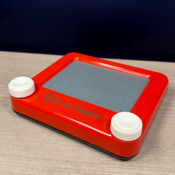 Vintage Travel Etch A Sketch | 1990s Ohio Art Gold Logo Drawing