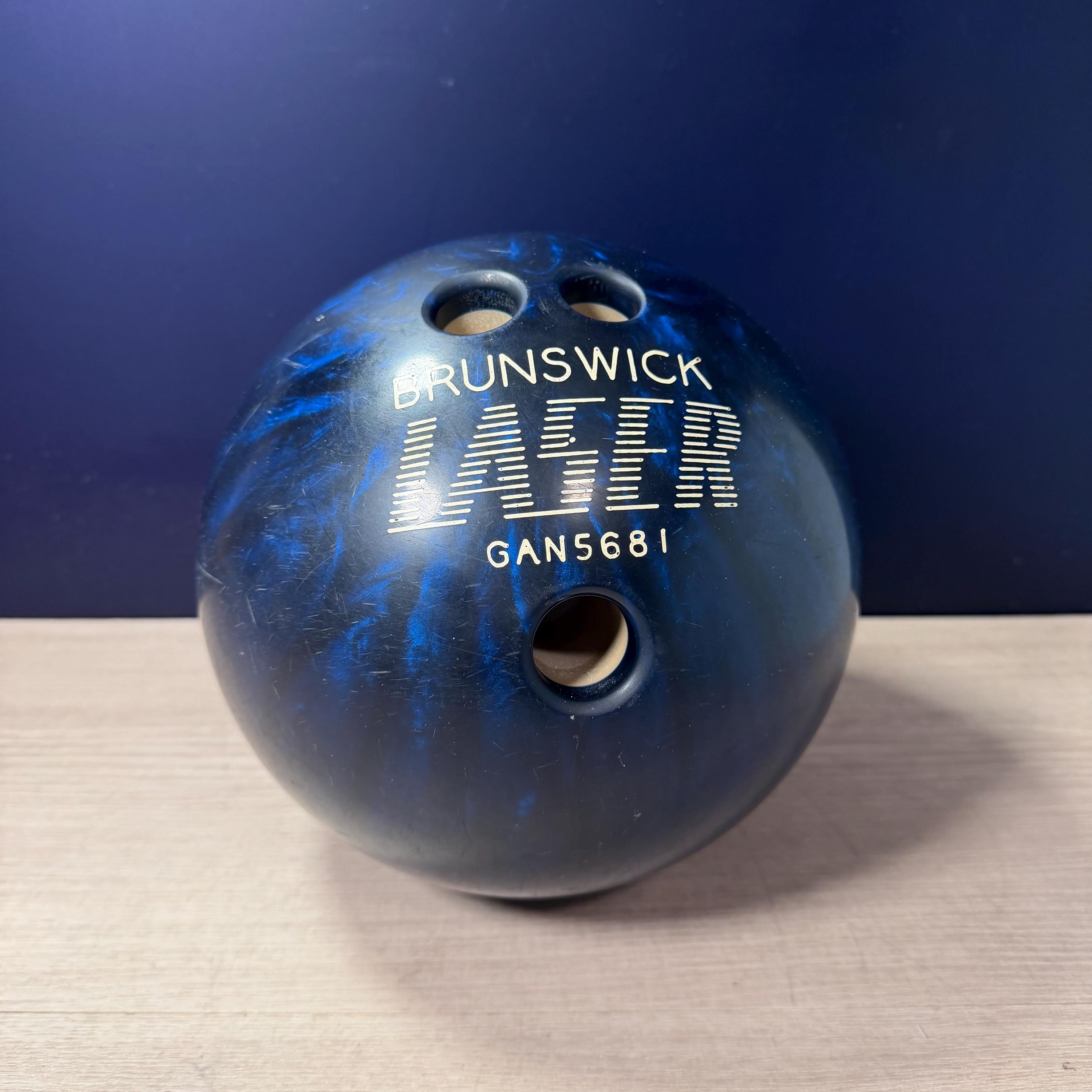 Vintage Brunswick Laser Bowling Ball, Blue Swirl 15lb, Retro MCM