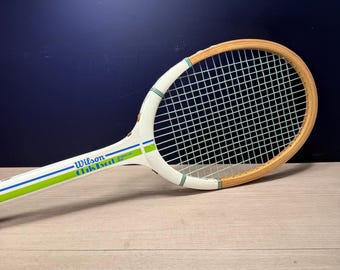 Vintagewälson Chris Evert Holztennisschläger, Mid-Century Sportdekor, 4 3/8 Griff