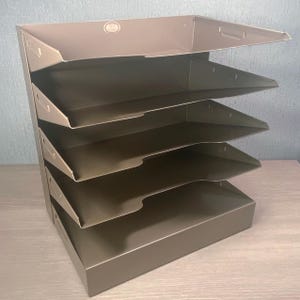 Vintage Steel Paper Tray 1950s 5-Tier In-Box Out-Box Office Organization Made in USA