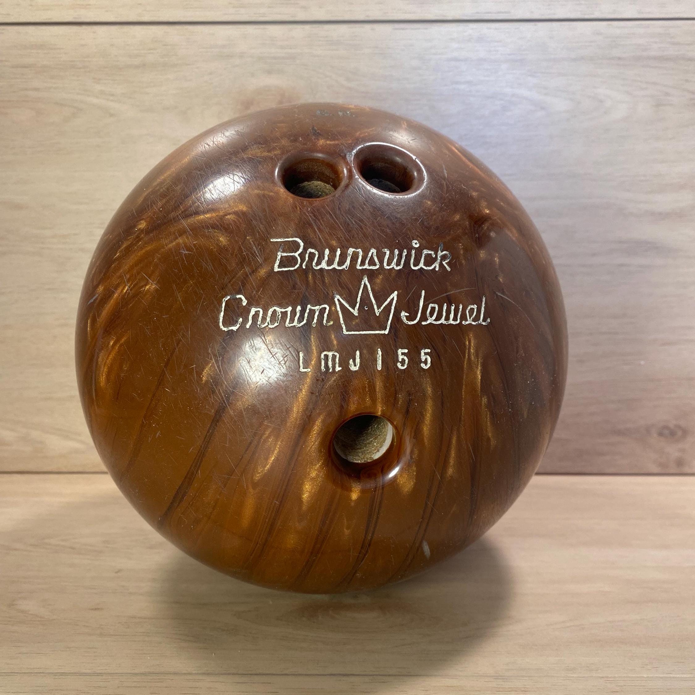 Vintage Brunswick Crown Jewel Bowling Ball, Orange Swirl, 14lb