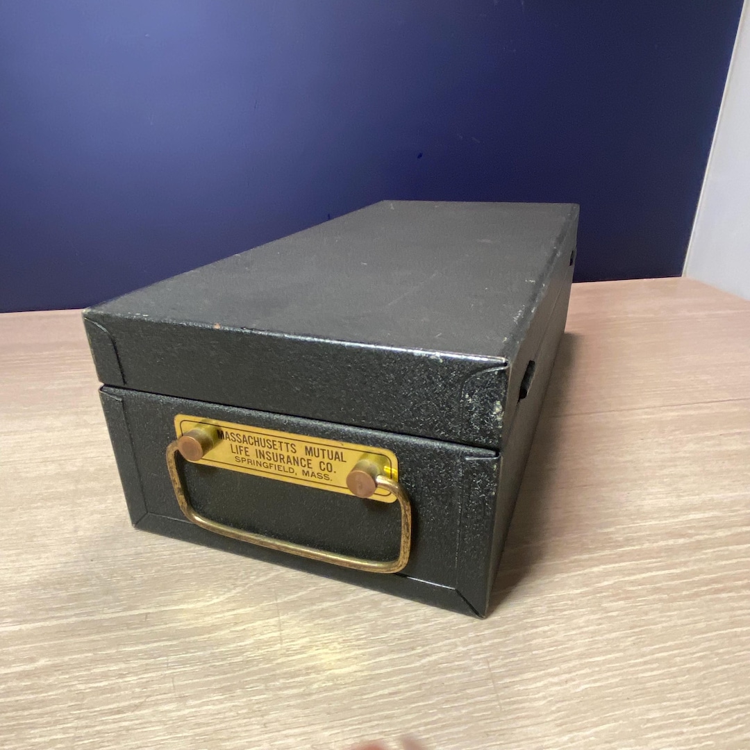 Insurance Lock Box Vintage Massachusetts Mutual Life Insurance Strongbox: Black Metal ...