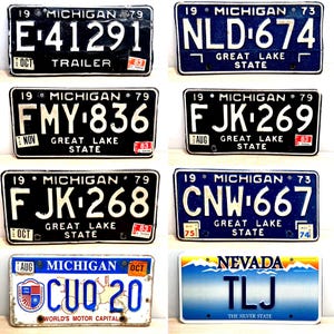 Choice of Vintage License Plates | Mancave Decor Gift for Dad License Plate Collector Old License Plates Vintage License | 1979, 1973