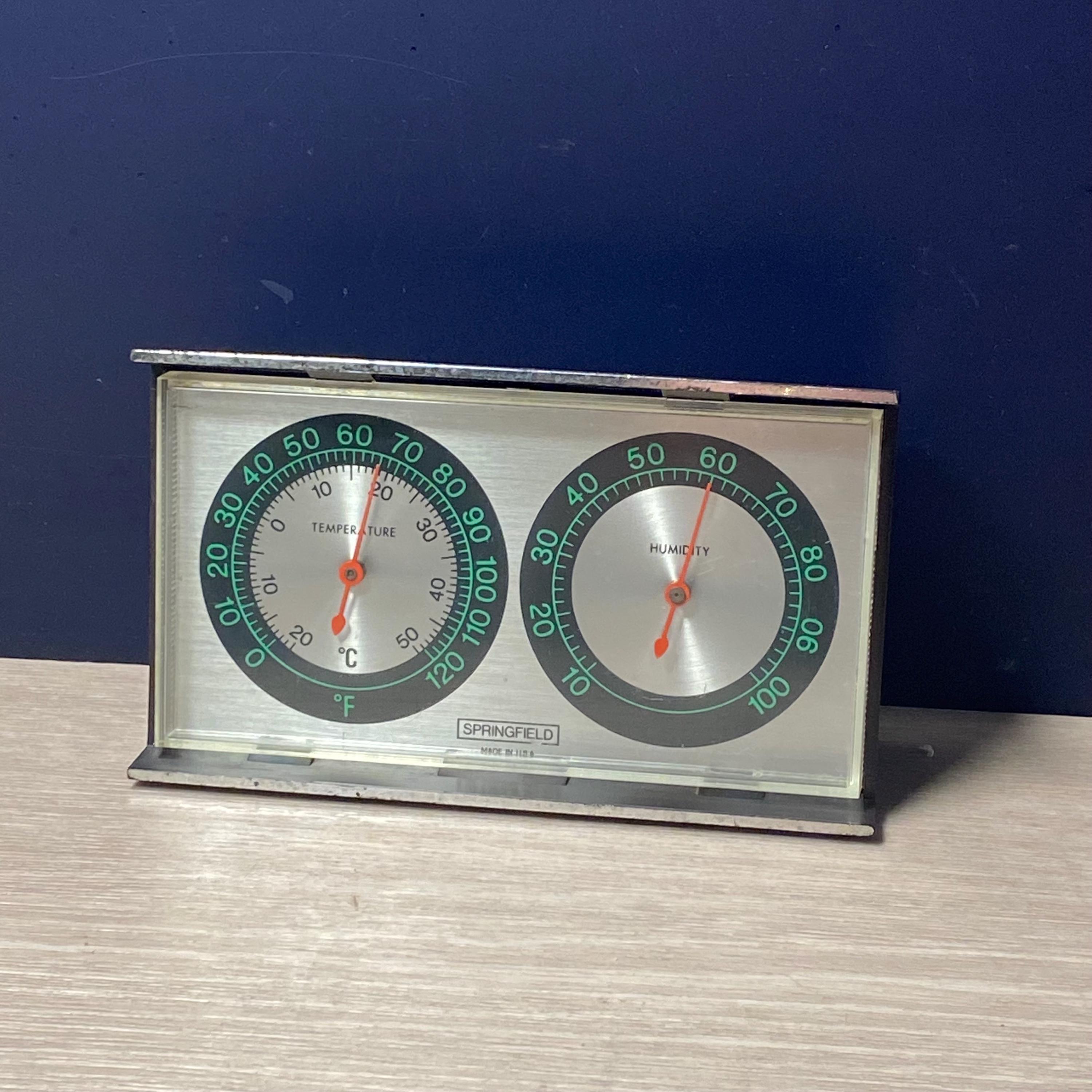 Vintage Springfield Thermometer Hygrometer, Mid-century Weather