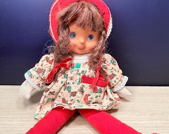 Vintage 1990s Christmas Rag Doll | H.K. City Toys Plush Holiday Decor