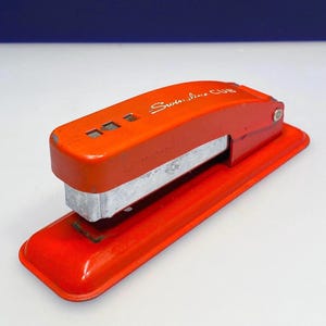 Vintage Stapler 1960s Swingline Cub Stapler Red and Silver Metal Small Desktop Stapler Art Deco Vibe Works Great!