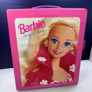 Vintage 90s Mattel Barbie Fashion Trunk: Pink Plastic Doll Storage Case