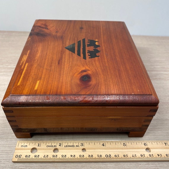 Vintage Cedar Wood Storage Box with  Wooden Lette… - image 10
