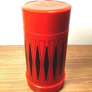 Seeley Vintage Thermos: Red & Black Diamond, 16 oz, Made in USA