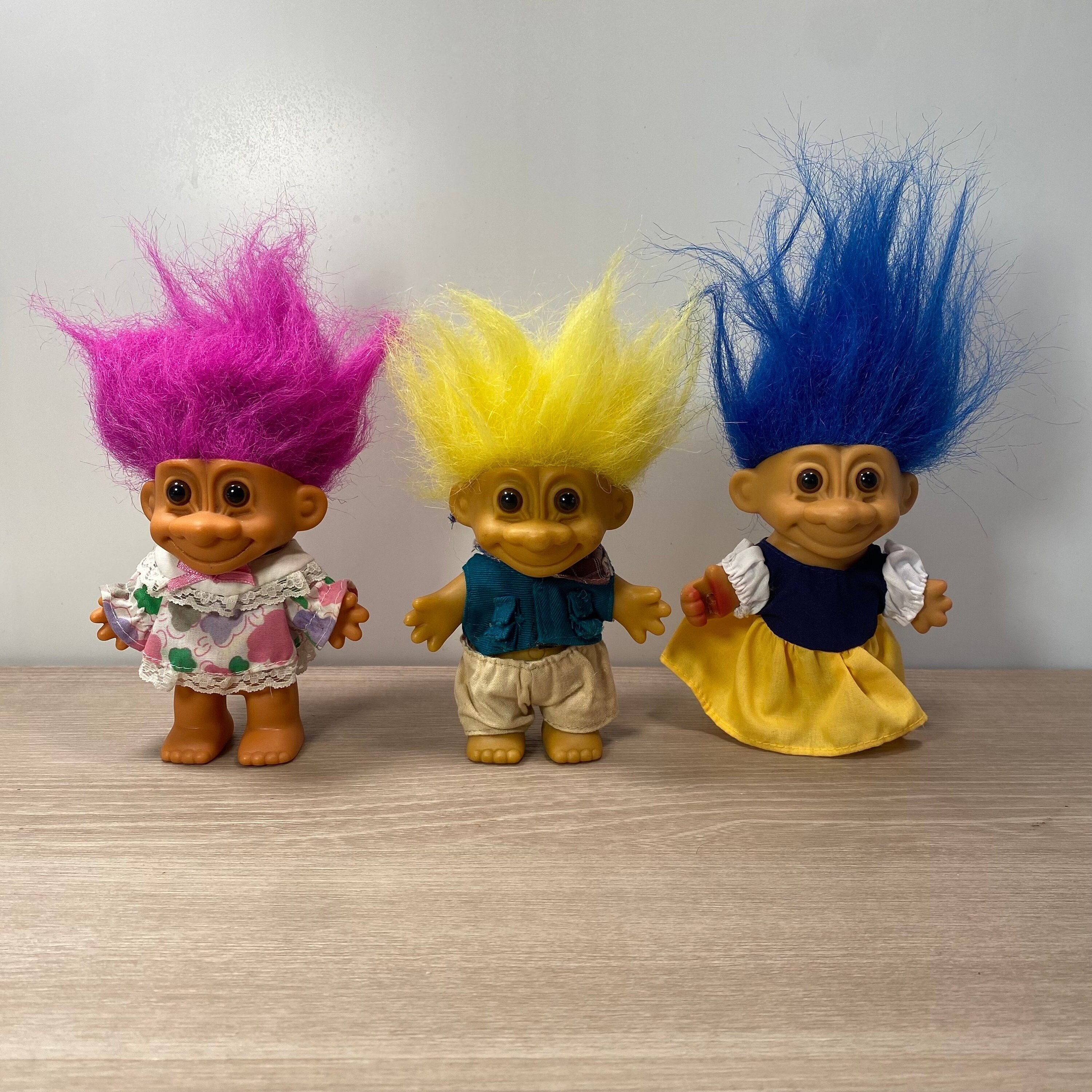 Vintage Russ Troll Dolls Good Luck Trolls Pink Hair Blue Hair and Yellow Hair Retro Collectible. Etsy Australia