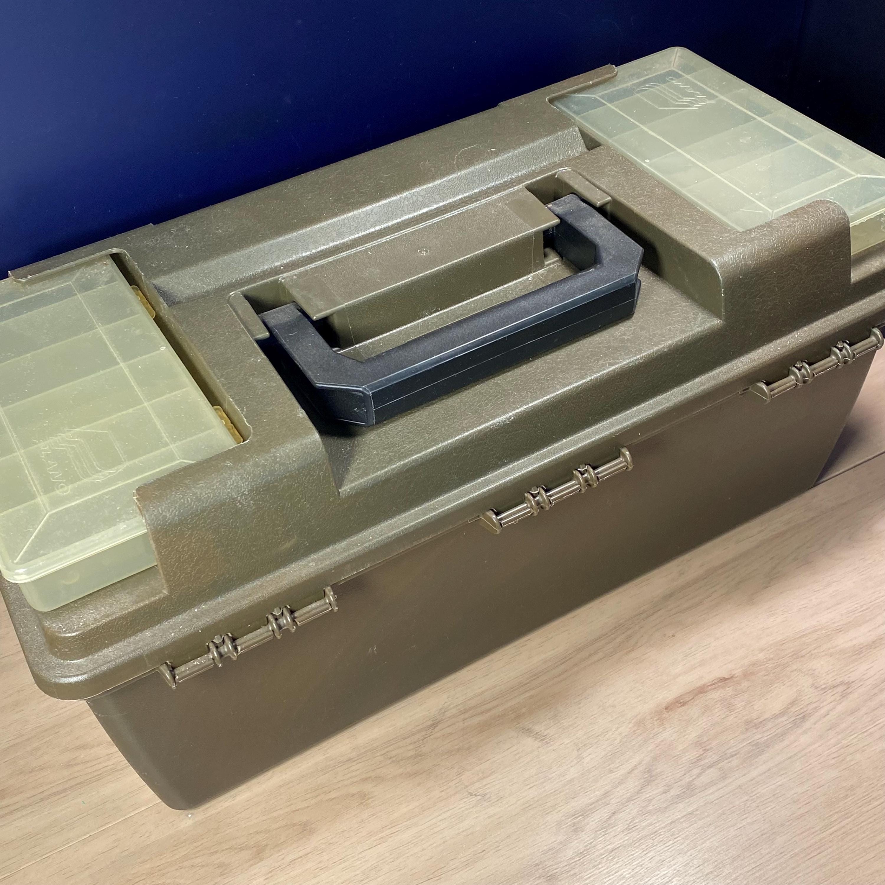 Vintage Plano Tackle Box - Organisateur de pêche à deux niveaux en plastique transparent, fabriqué aux États-Unis - France