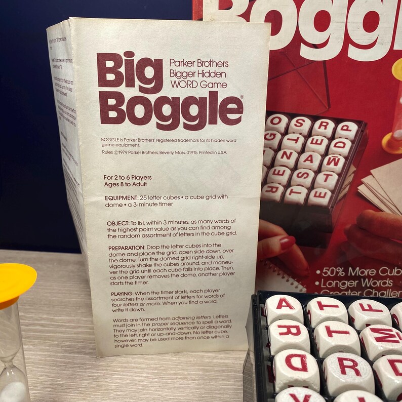 Vintage Big Boggle Game No. 115 - Parker Brothers Bigger Hidden Word ...