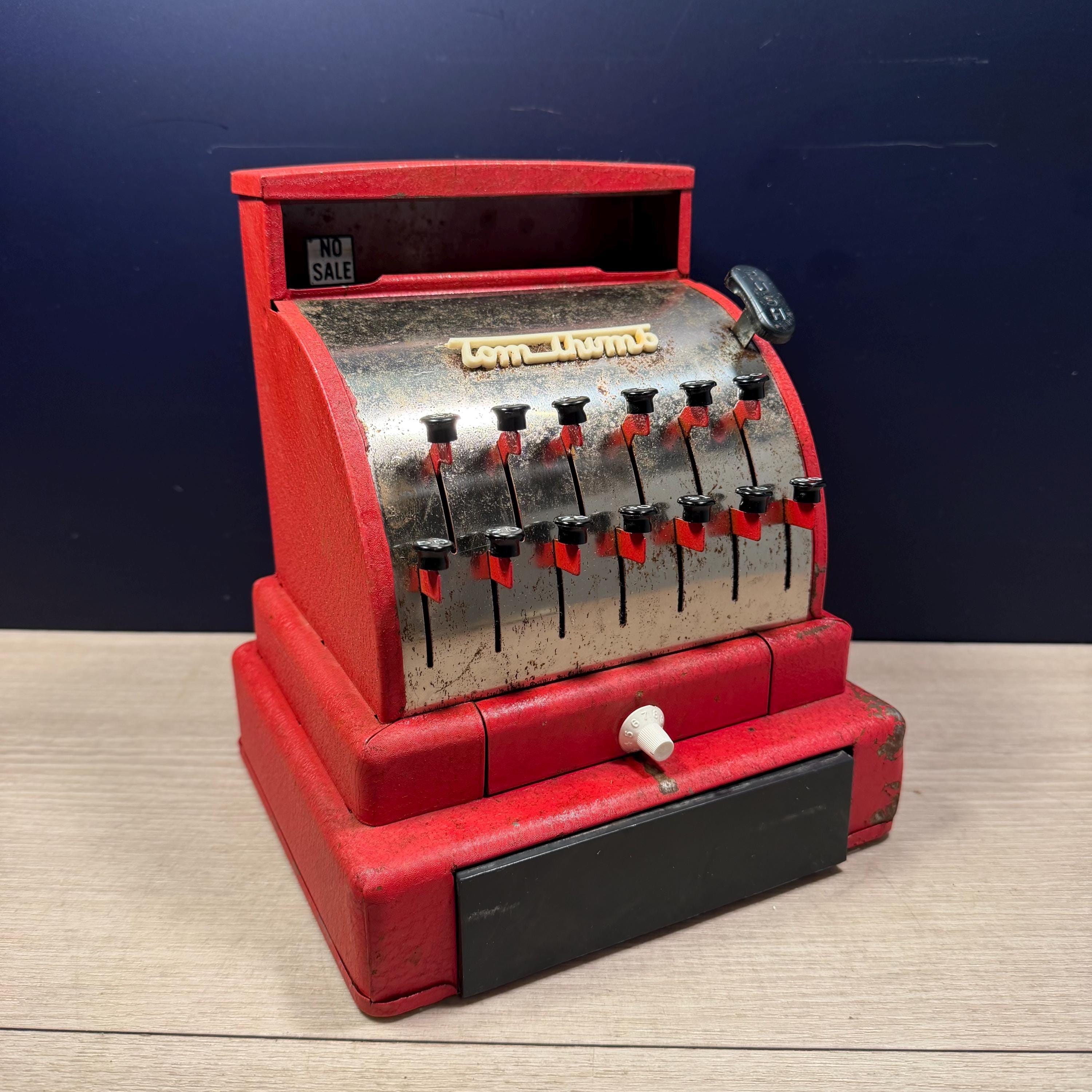 Vintage Tom Thumb Toy Cash Register – Red Steel 1950s Play Store