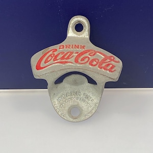 Vintage Coca-Cola Bottle Opener - Wall Mount - Retro Bar Decor Coca-Cola Bottle Opener, Metal Wall Mount, Red & Gray, German Made