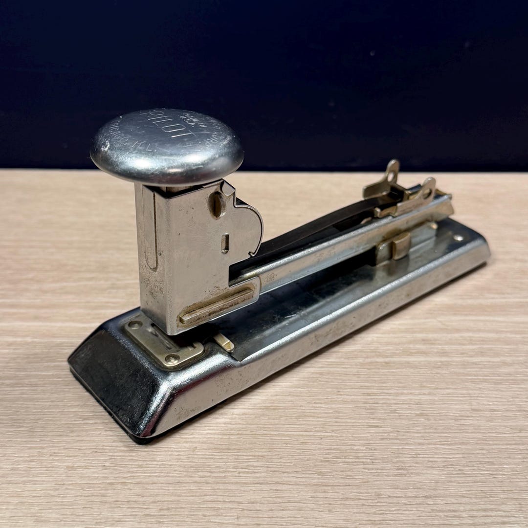 Stapler Pilot Vintage Ace Pilot Stapler, Chrome Art Deco Office Decor, USA Made - Etsy