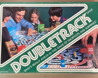 Jogo de tabuleiro DoubleTrack vintage de 1981 da Milton Bradley
