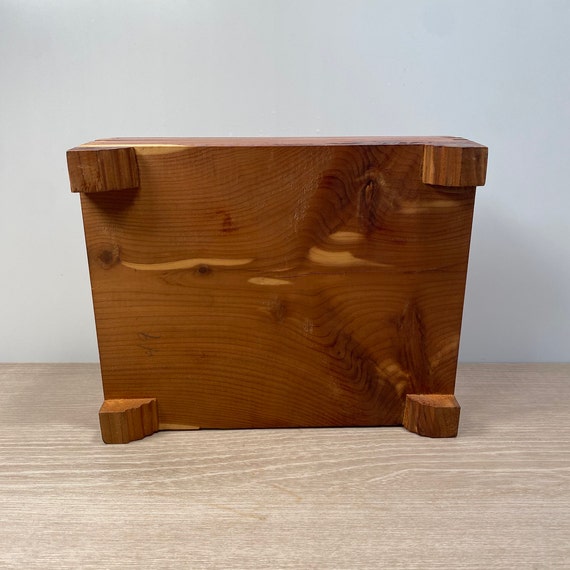 Vintage Cedar Wood Storage Box with  Wooden Lette… - image 6