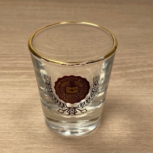 Shot Glass with Gold Rim 1.5oz Vintage Central Michigan Shot Glass from the 70s.