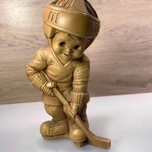 Vintage FannyKins 1980s Bill Mack Figurines, Young Boy Hockey Jock by Bill Mack FannyKins Figurines