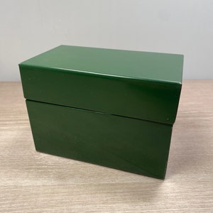Vintage Steel 3x5 Index Card File Box Midcentury 1950s 60s Green Metal Recipe Box Industrial Decor