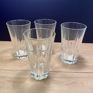 Vintage Luminarc Ribbed Glass Tumblers - Mid-Century Barware Set of 4