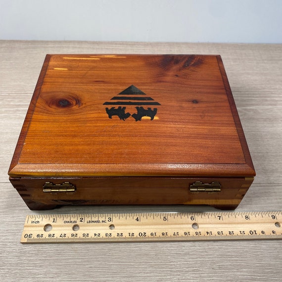 Vintage Cedar Wood Storage Box with  Wooden Lette… - image 8