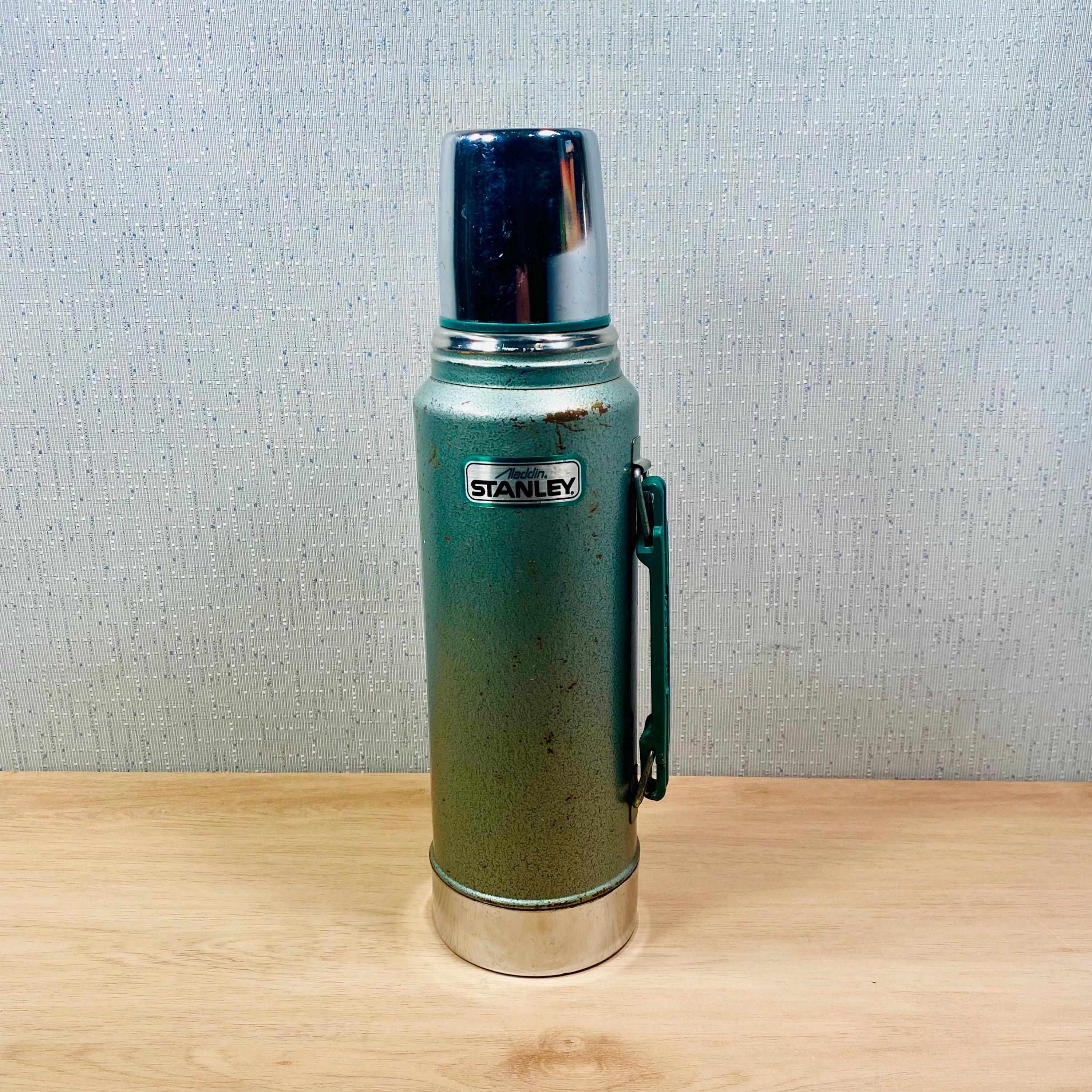 Vintage 1989 Aladdin Stanley Thermos: Green Metal Camping Thermos