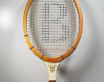 Raro torneo de raquetas de tenis Vintage Bancroft Billy Jean King serie firma raqueta de tenis de madera