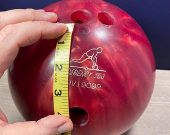 Vintage Ebonite Bowling Ball | Red Marble Swirl, Man Cave Decor
