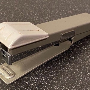 Vintage Small Hand Held Stapler - Vintage Office Bostitch Model B8 Stapler in Silver Grey.