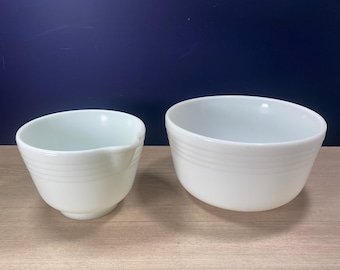 Vintage Hamilton Beach Milk Glass Mixing Bowls | Pyrex Nesting Set, 1950s Kitchen Decor